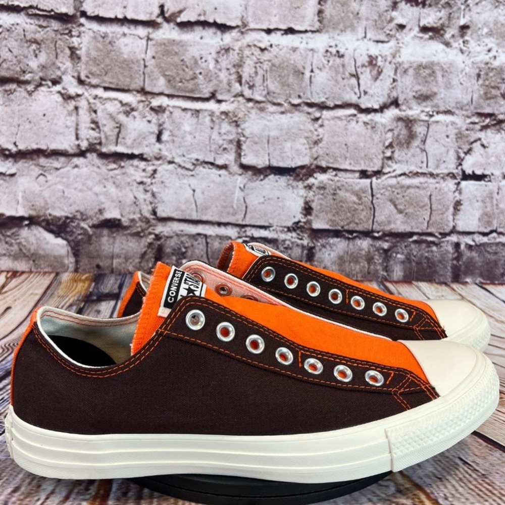 Converse All Star Men's Brown Orange Retro Laceless Slip On Low Top Sneakers 9